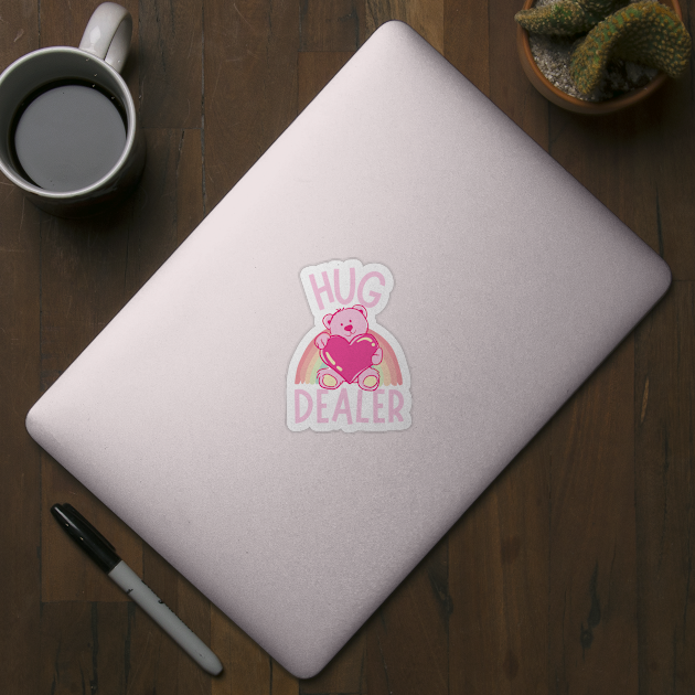 Free Hug Dealer Cute Lovely Pink Bear Rainbow Funny Memes by zofry's life